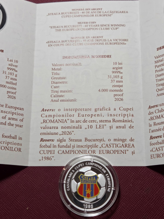 Romania, 10 Lei 2026 - 40 ani de la castigarea CCE, Steaua, argint [1]