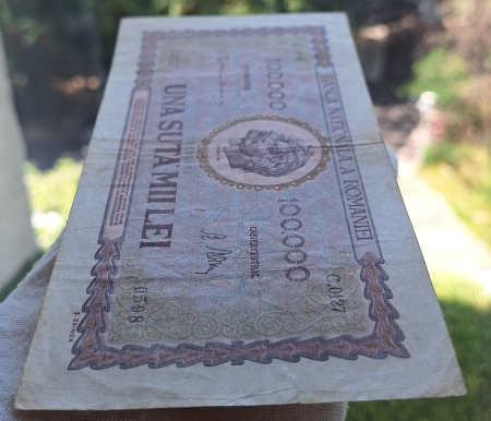 Romania 100,000 lei 1947, Traian si Decebal, circulata, stare buna [3]