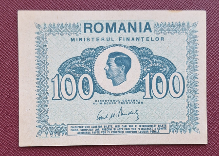 Bancnote Romania - Romania 100 Lei 1945, Regele Mihai, aproape necirculata