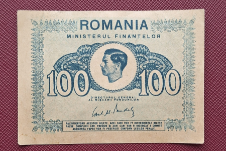 Bancnote Romania - Romania 100 Lei 1945, Regele Mihai, circulata