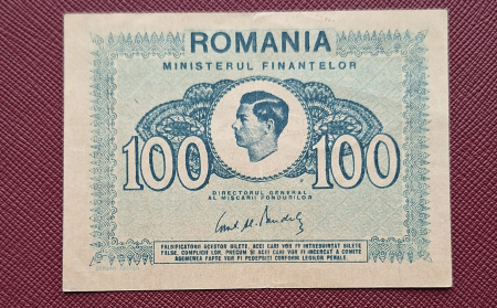 Bancnote Romania - Romania 100 Lei 1945, Regele Mihai, aproape necirculata