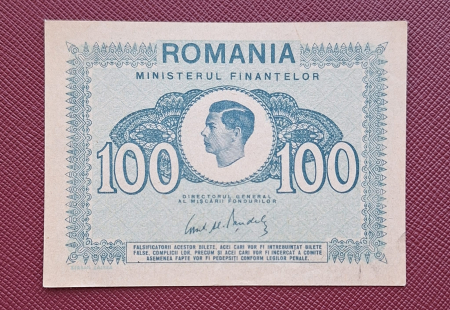 Bancnote Romania - Romania 100 Lei 1945, Regele Mihai, aproape necirculata