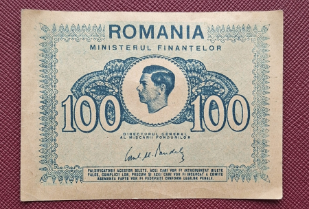 Bancnote Romania - Romania 100 Lei 1945, Regele Mihai, circulata