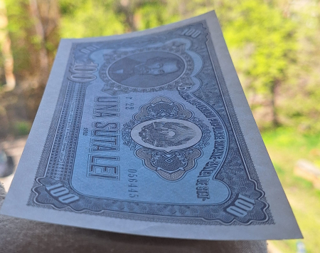 Romania 100 lei 1952, seria r22/ 056445, UNC- [3]