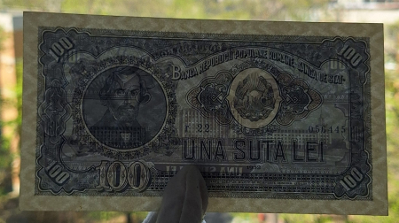 Romania 100 lei 1952, seria r22/ 056445, UNC- [2]