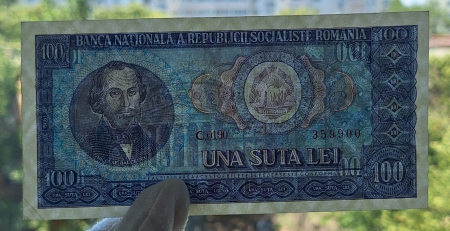 Romania 100 lei 1966, seria C.0190/359900, UNC- [2]
