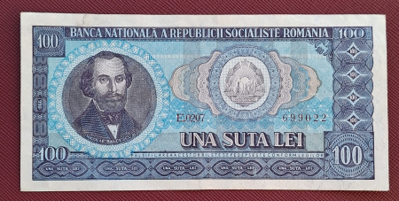 Bancnote Romania - Romania 100 lei 1966, seria E.0207/699022, circulata