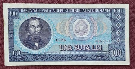 Bancnote Romania - Romania 100 lei 1966, seria C.0235/386213, circulata