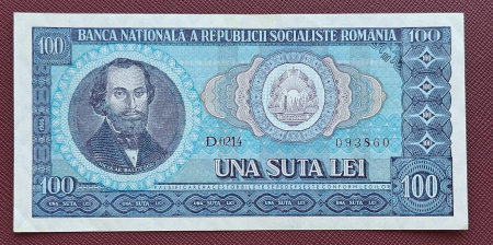 Bancnote Romania - Romania 100 lei 1966, seria D.0214/093860, aproape necirculata