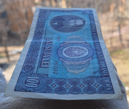 Romania 100 lei 1966, seria D.0040/981563, circulata [3]