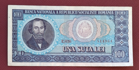 Bancnote Romania - Romania 100 lei 1966, seria E.0216/514964, circulata