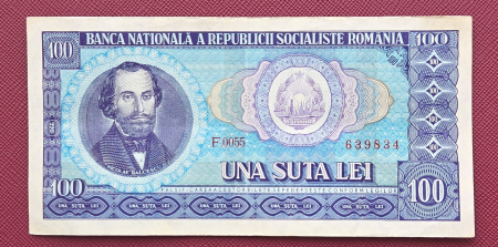 Bancnote - Romania 100 lei 1966, seria F.0055/639834, circulata