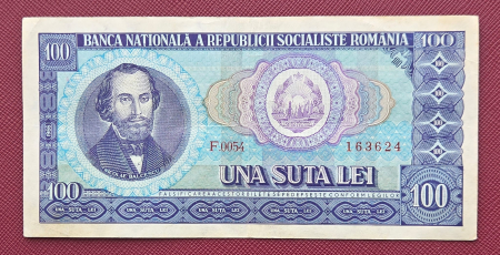 Bancnote Romania - Romania 100 lei 1966, seria F.0054/163624, circulata