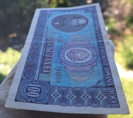 Romania 100 lei 1966, seria G.0007/742658, circulata, stare buna [3]