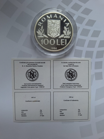 Romania, 100 lei 1996, UNICEF, necirculata, ag [1]