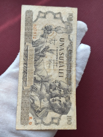 Romania 100 lei decembrie 1947, seria R.9/827012, circulata [2]