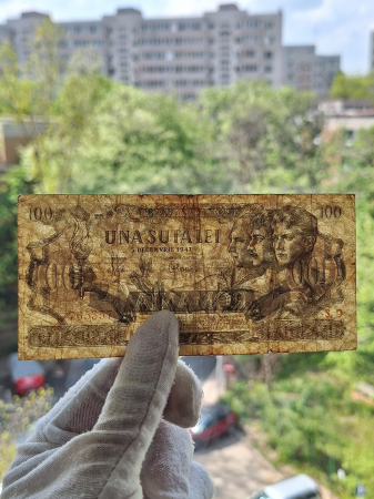 Romania 100 lei decembrie 1947, seria S.9/765357, circulata [8]