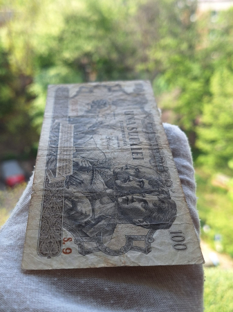 Romania 100 lei decembrie 1947, seria S.9/765357, circulata [7]