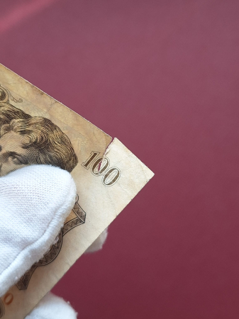 Romania 100 lei decembrie 1947, seria X.10/175688, circulata [9]