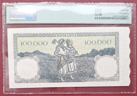 Romania, 100 mii lei decembrie 1946, grad 64, seria N/4 0681373 [1]