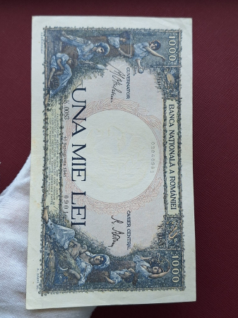 Romania, 1000 lei 1941, seria K.0083/0901/02060901, aproape necirculata [2]