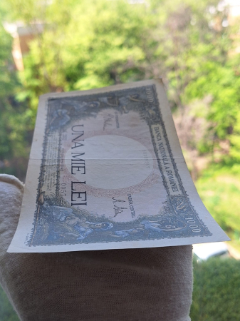 Romania, 1000 lei 1941, seria K.2332/0957/58285957, circulata [7]