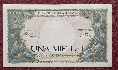 Bancnote - Romania, 1000 lei 1941, seria O.0643/0126/16064126, Aunc