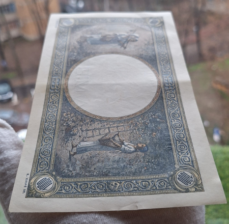 Romania, 1000 lei 1941, seria O.0643/0124/16064124, Aunc, cu mica ruptura [5]