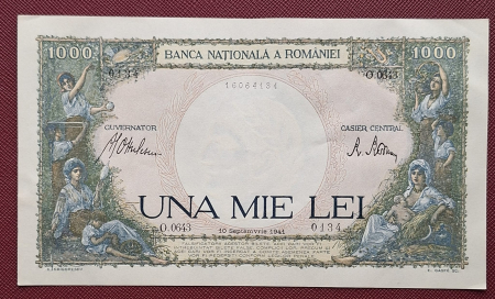 Bancnote Romania - Romania, 1000 lei 1941, seria O.0643/0135/16064134, Aunc
