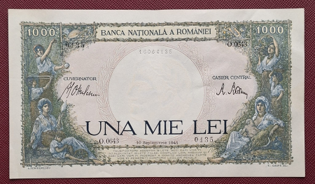 Bancnote - Romania, 1000 lei 1941, seria O.0643/0135/16064135, Aunc