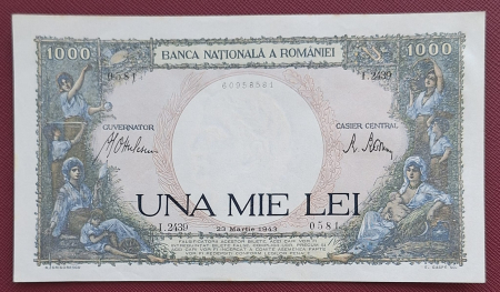 Bancnote Romania - Romania, 1000 lei 1943, seria I.2439/0581/60958581, aUNC