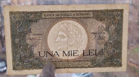 Romania, 1000 lei 1945, seria U.3687/0058/92169058, circulata [2]