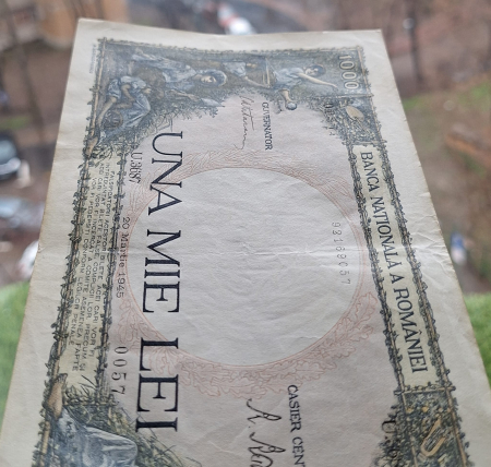 Romania, 1000 lei 1945, seria U.3687/0057/92169057, circulata [6]