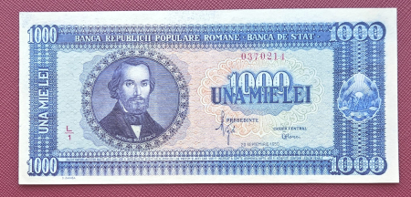 Bancnote Romania - Romania, 1000 lei 1950, seria L/1 0370214, UNC-
