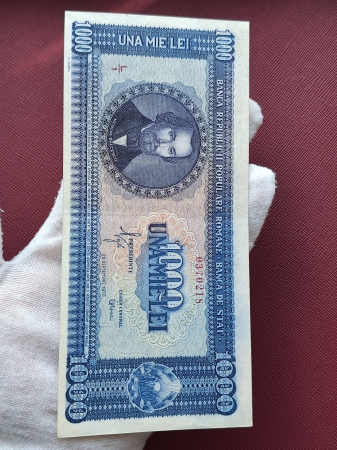 Romania, 1000 lei 1950, seria L/1 0370218, aproape necirculata [2]