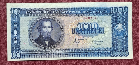 Bancnote Romania - Romania, 1000 lei 1950, seria L/1 0370218, aproape necirculata