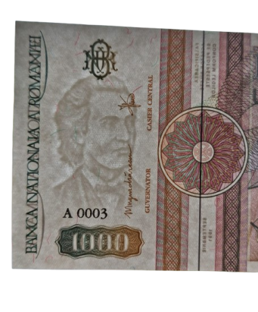 Romania, 1000 lei 1991, Mihai Eminescu, serie fara punct, necirculata [1]