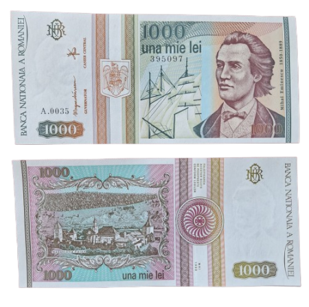 Romania, 1000 lei 1993, Mihai Eminescu, necirculata