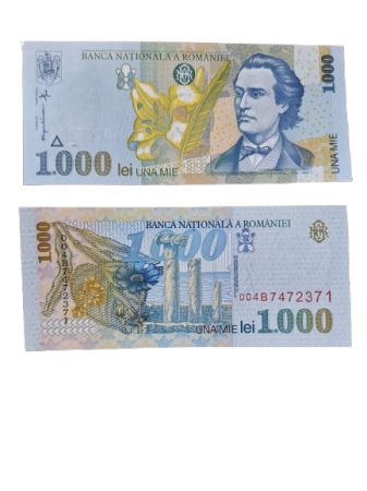 Idei cadouri - Romania, 1000 lei 1998, Mihai Eminescu, UNC, filigran BNR mare, inclinat