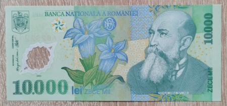 Bancnota Romania 10,000 Lei 2000, polimer, necirculata, semnatura Isarescu [2]