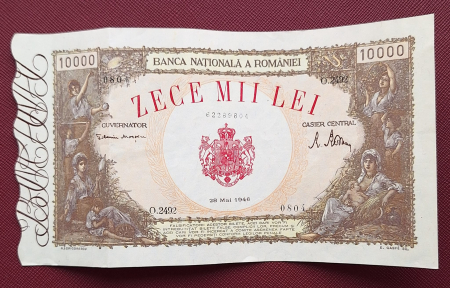 Bancnote Romania - Romania, 10000 lei Mai 1946, seria 0804/O.2492/62289804, stare buna
