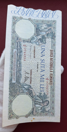 Romania, 100000 lei 1946 20 decembrie 1946, seria J/4 0744554, stare buna [7]