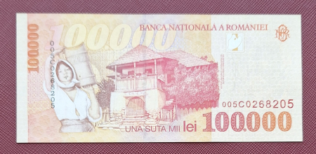 Romania, 100000 lei 1998, seria 005C0268205, circulata [1]