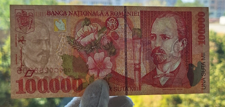 Romania, 100000 lei 1998, seria 005C0268205, circulata [2]