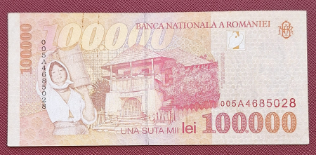 Romania, 100000 lei 1998, seria 005A4685028, circulata [1]