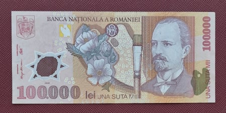 Bancnote Romania - Romania, 100000 lei 2001, seria 018C2107105, circulata