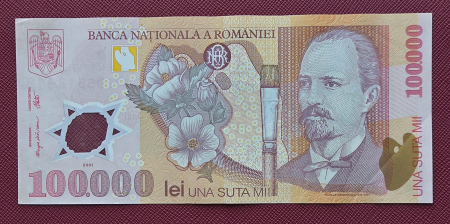 Bancnote Romania - Romania, 100000 lei 2001, seria 032D6518918, circulata, stare buna