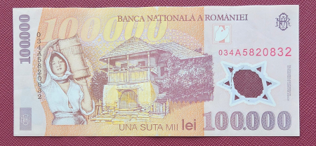 Romania, 100000 lei 2001, seria 034A5820832, circulata, stare buna [1]