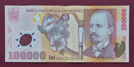 Bancnote Romania - Romania, 100000 lei 2001, seria 032D7083300, circulata, stare buna