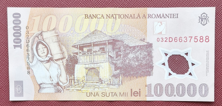 Romania, 100000 lei 2001, seria 032D6637588, circulata, stare buna [1]